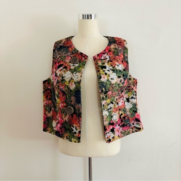 Handmade Jackets & Blazers - Handmade Artsy Vest Size L/XL Floral Textured Fiber Art To Wear Topper